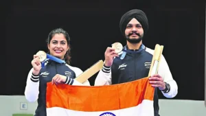 India Celebrates Historic Bronze Medal Win by Shooters Manu Bhaker and Sarabjot Singh at Paris 2024 Olympics