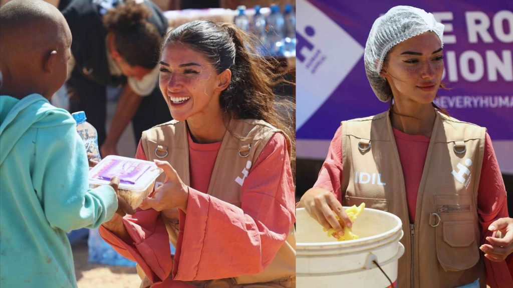 Idil Ci participating in humanitarian aid distribution
