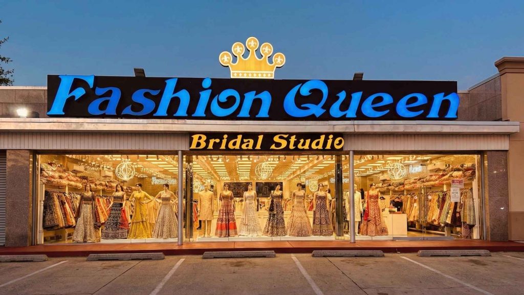 “Fashion Queen Bridal Studio – Affordable South Asian wedding attire with a variety of bridal lehengas, sarees, and sherwanis.”