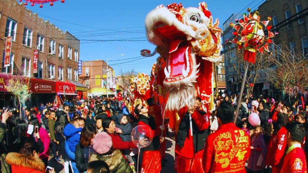 Vibrancy in Motion: Bringing Communities Together Through Cultural Celebration at the Brooklyn Lunar New Year Parade 2026 with a colorful red and gold lion dance.